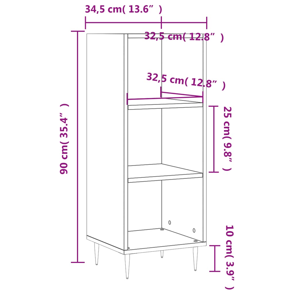 Credenza Grigio Cemento 34,5x32,5x90 cm in Legno Multistrato | homemem39