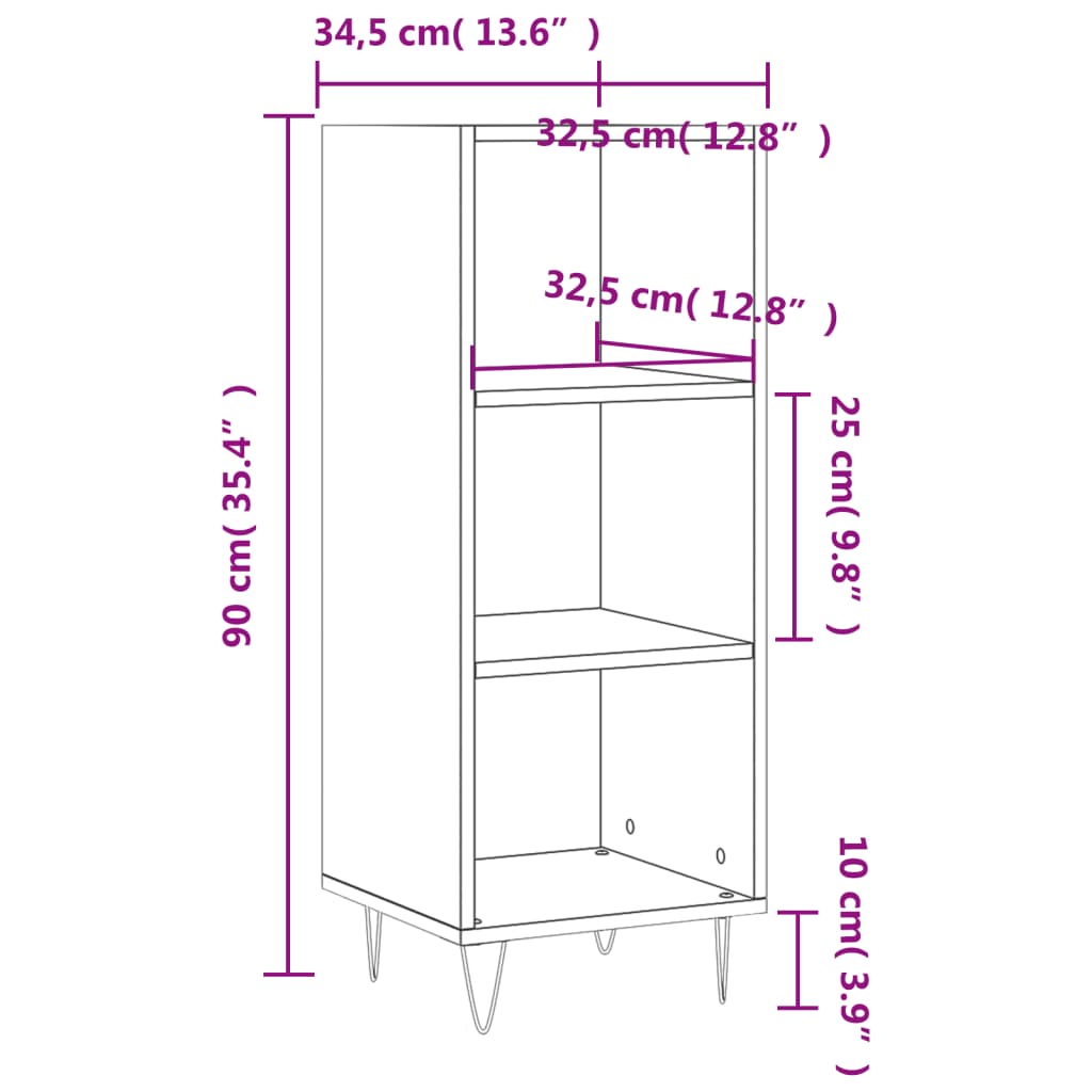 Credenza Rovere Fumo 34,5x32,5x90 cm in Legno Multistrato | homemem39