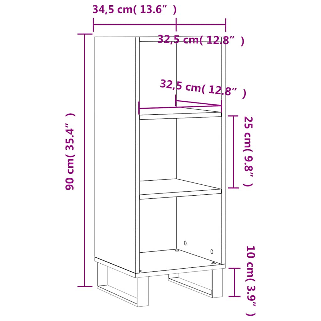Credenza Grigio Sonoma 34,5x32,5x90 cm in Legno Multistrato | homemem39