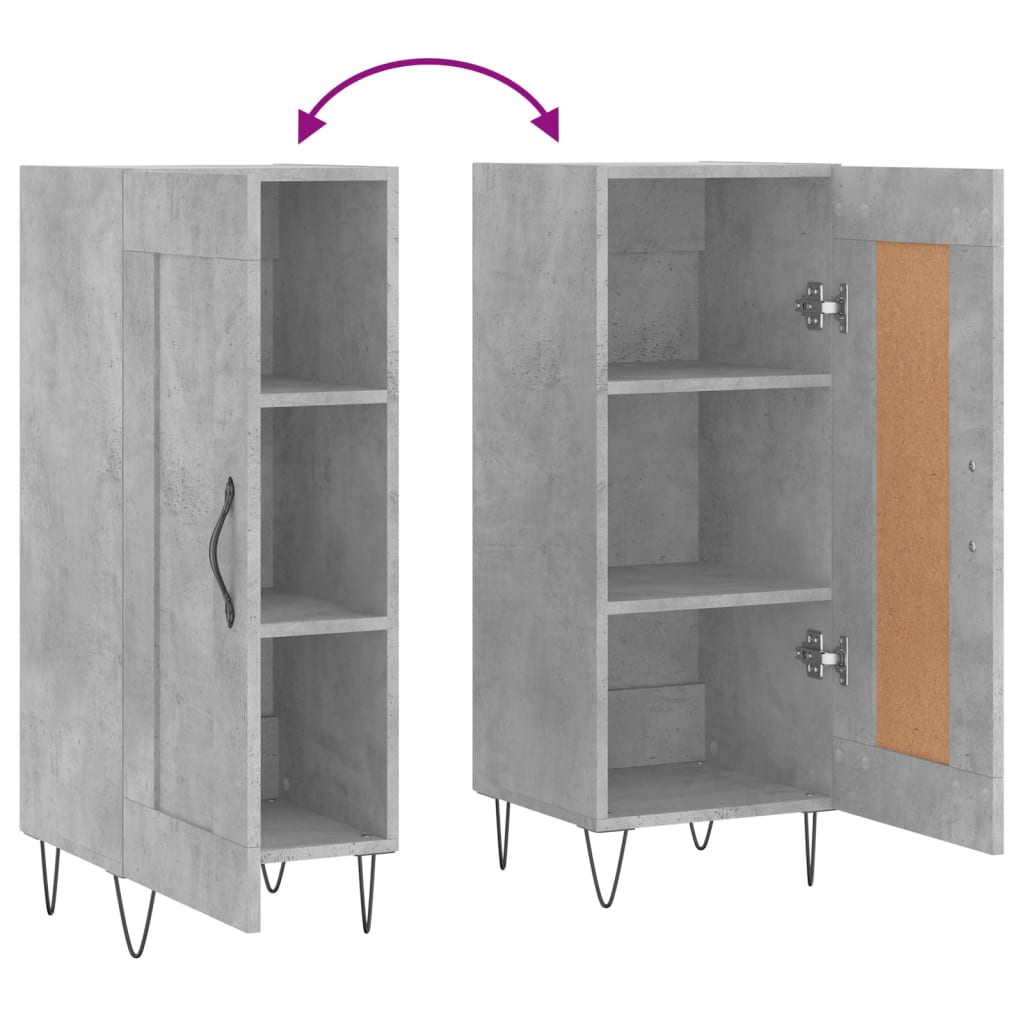 Credenza Grigio Cemento 34,5x34x90 cm in Legno Multistrato | homemem39