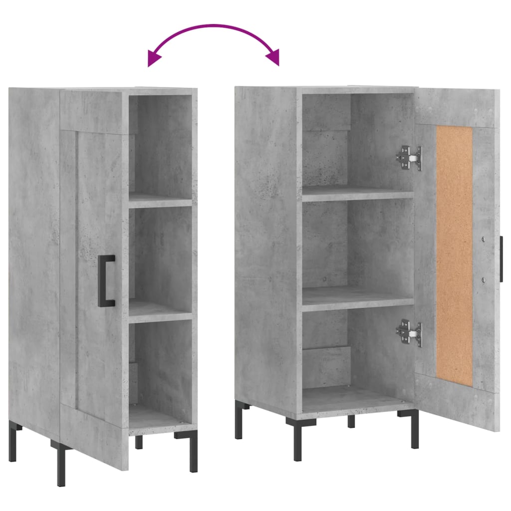Credenza Grigio Cemento 34,5x34x90 cm in Legno Multistrato | homemem39