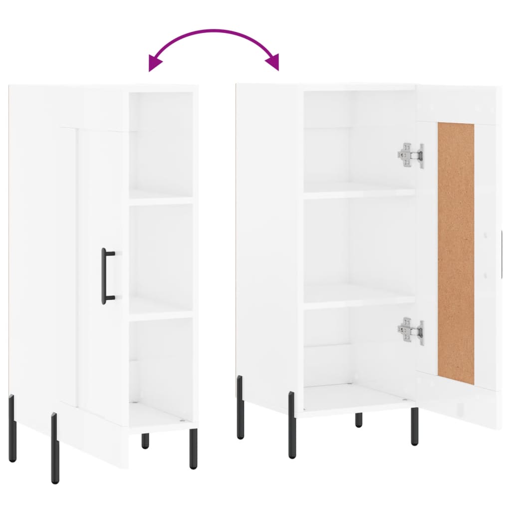 Credenza Bianco Lucido 34,5x34x90 cm in Legno Multistrato | homemem39