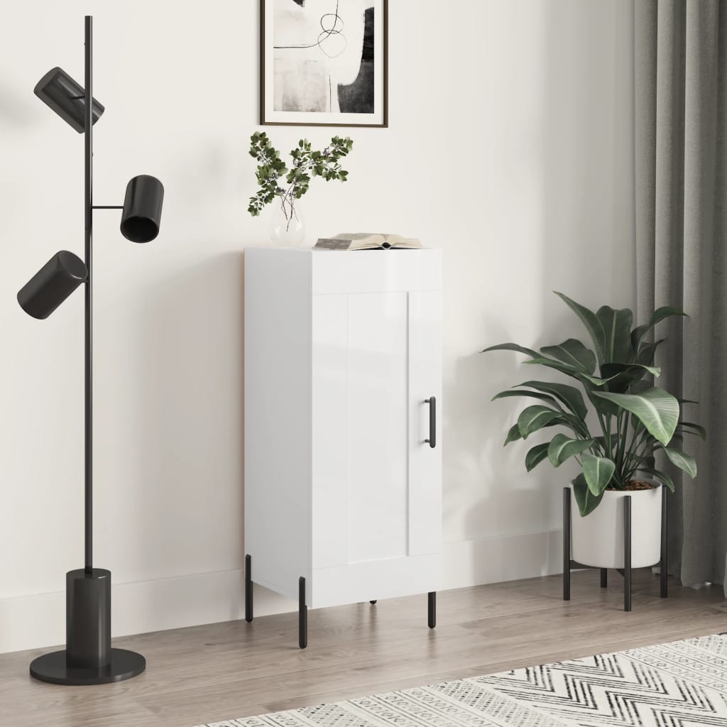 Credenza Bianco Lucido 34,5x34x90 cm in Legno Multistrato | homemem39