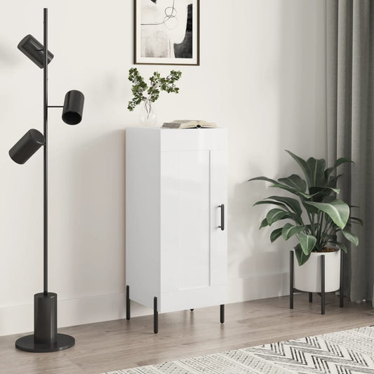 Credenza Bianco Lucido 34,5x34x90 cm in Legno Multistrato | homemem39