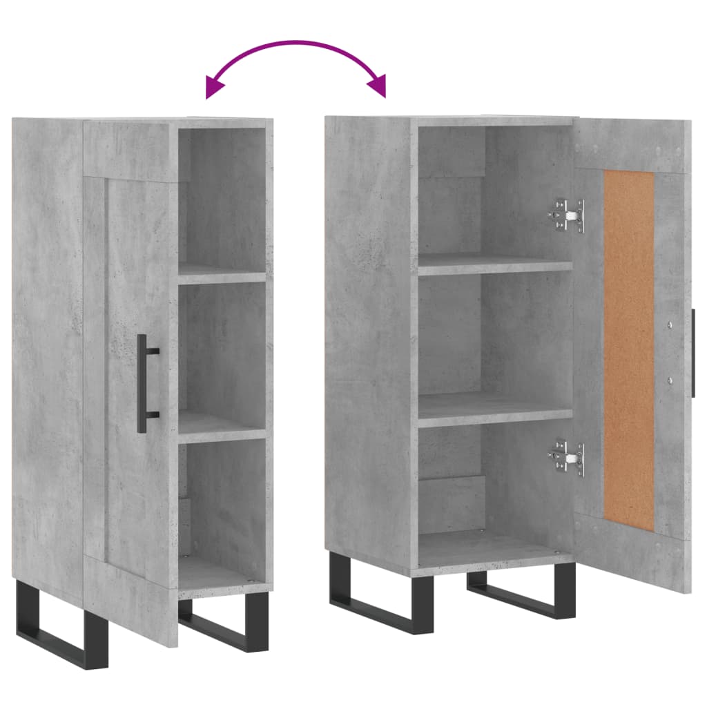 Credenza Grigio Cemento 34,5x34x90 cm in Legno Multistrato | homemem39