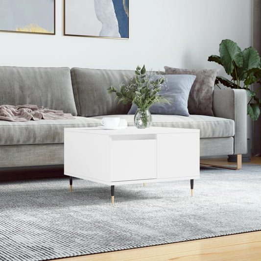 Tavolino da Salotto Bianco 55x55x36,5 cm in Legno Multistrato | homemem39