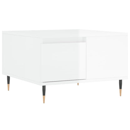 Tavolino Salotto Bianco Lucido 55x55x36,5 cm Legno Multistrato | homemem39