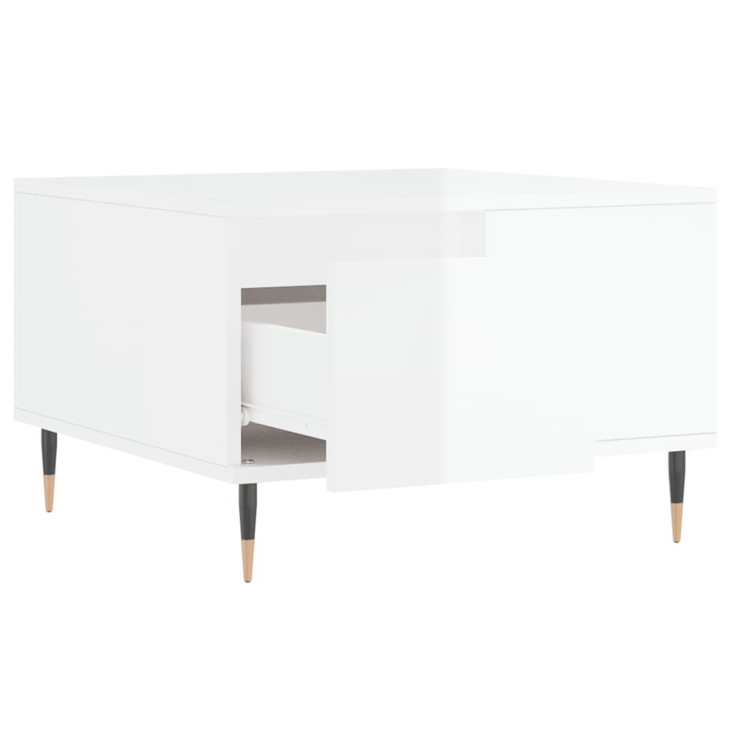 Tavolino Salotto Bianco Lucido 55x55x36,5 cm Legno Multistrato | homemem39