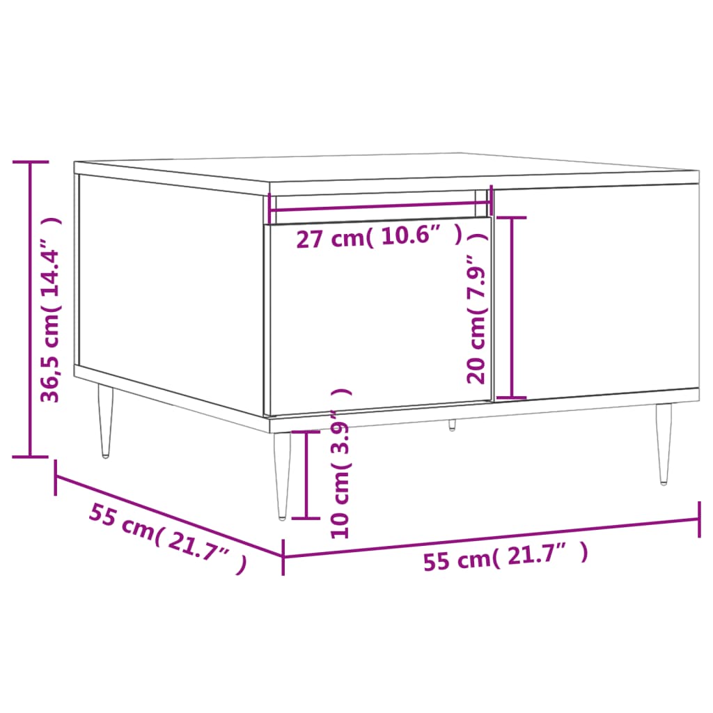 Tavolino da Salotto Rovere Fumo 55x55x36,5 cm Legno Multistrato | homemem39