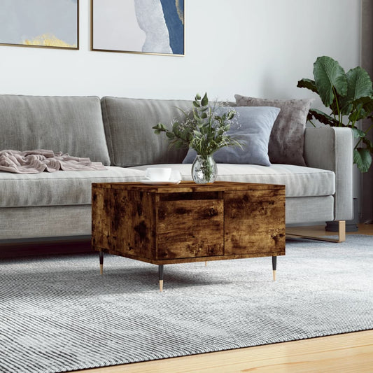 Tavolino da Salotto Rovere Fumo 55x55x36,5 cm Legno Multistrato | homemem39