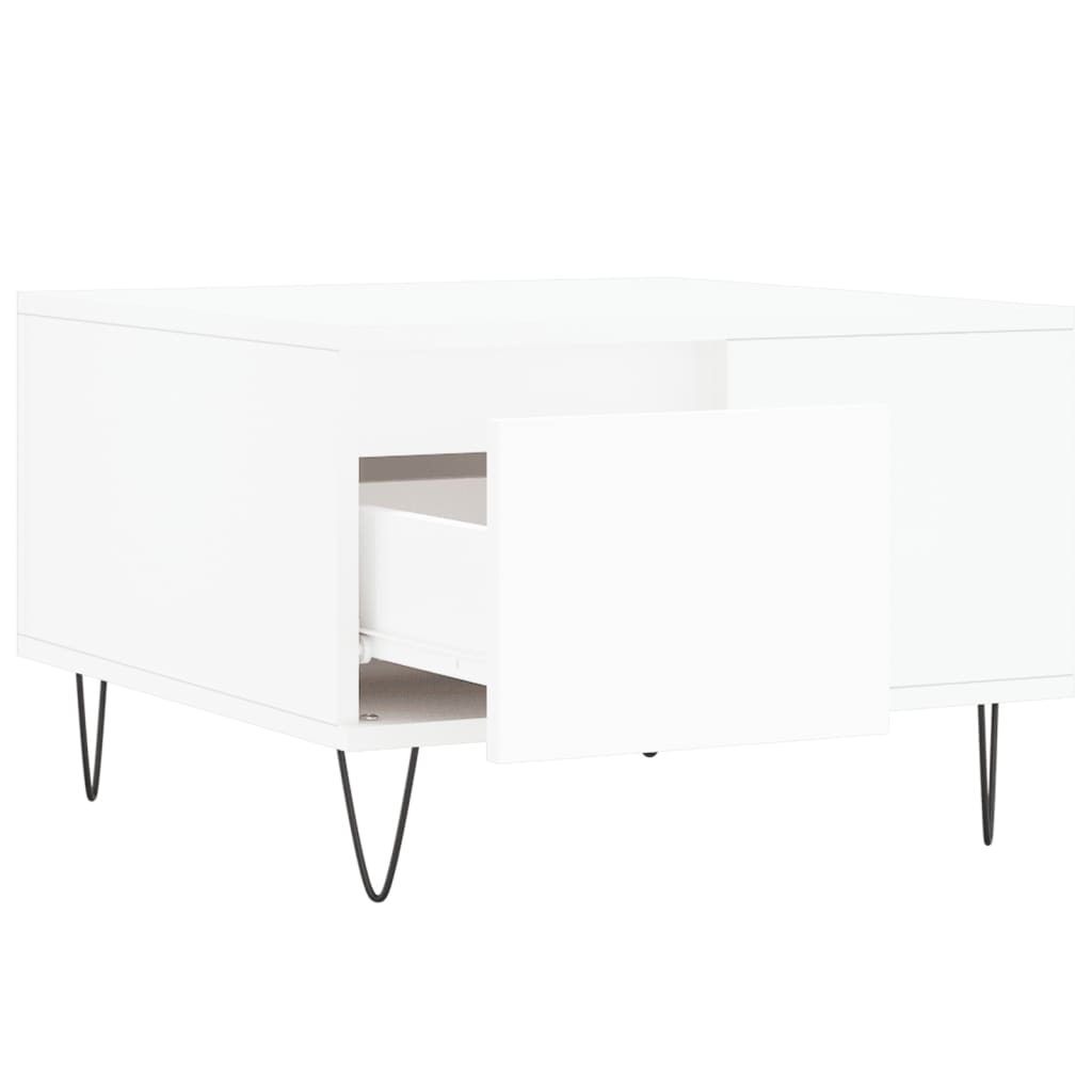 Tavolino da Salotto Bianco 55x55x36,5 cm in Legno Multistrato | homemem39
