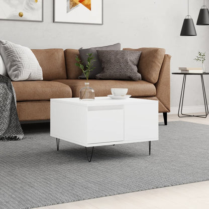 Tavolino da Salotto Bianco 55x55x36,5 cm in Legno Multistrato | homemem39
