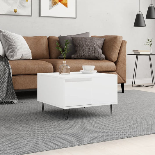 Tavolino da Salotto Bianco 55x55x36,5 cm in Legno Multistrato | homemem39