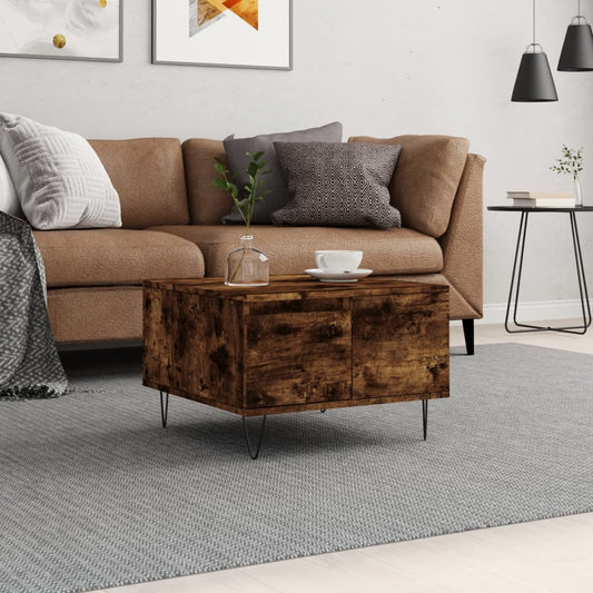 Tavolino da Salotto Rovere Fumo 55x55x36,5 cm Legno Multistrato | homemem39