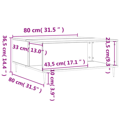 Tavolino Salotto Grigio Sonoma 80x80x36,5 cm Legno Multistrato | homemem39