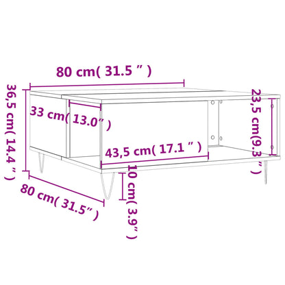 Tavolino Salotto Grigio Cemento 80x80x36,5 cm Legno Multistrato | homemem39