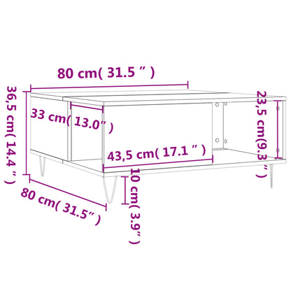 Tavolino da Salotto Rovere Fumo 80x80x36,5 cm Legno Multistrato | homemem39