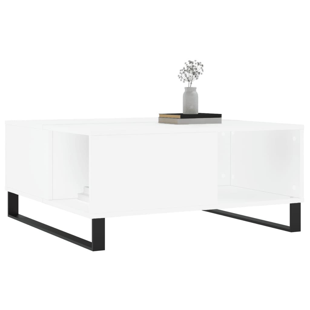Tavolino da Salotto Bianco 80x80x36,5 cm in Legno Multistrato | homemem39