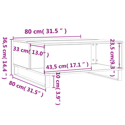 Tavolino Salotto Grigio Cemento 80x80x36,5 cm Legno Multistrato | homemem39