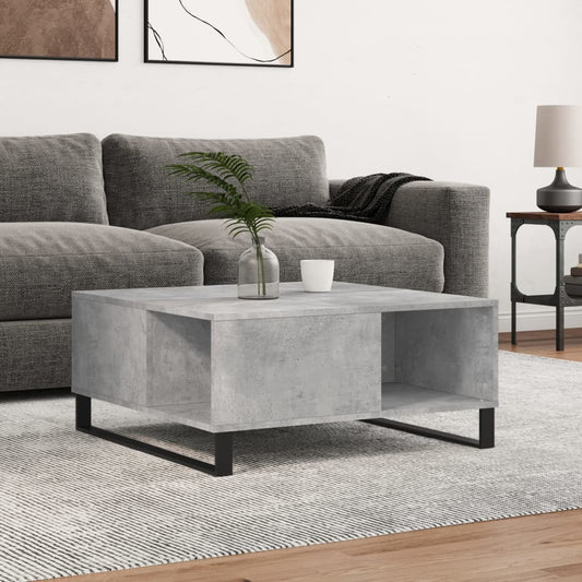 Tavolino Salotto Grigio Cemento 80x80x36,5 cm Legno Multistrato | homemem39