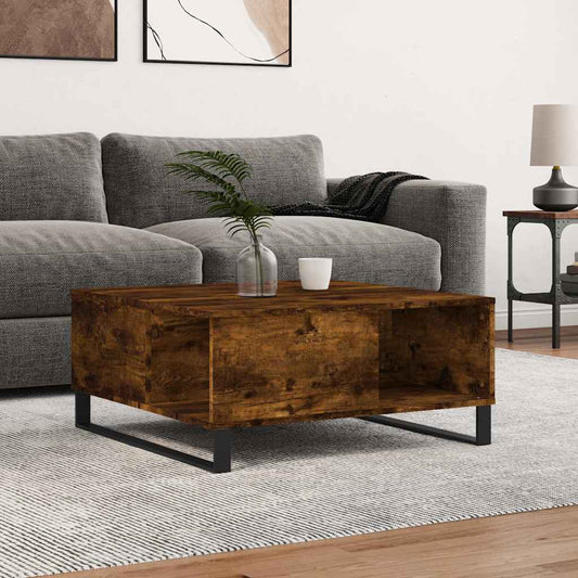 Tavolino da Salotto Rovere Fumo 80x80x36,5 cm Legno Multistrato | homemem39