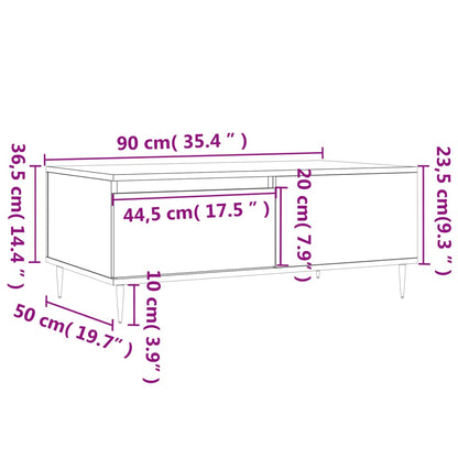 Tavolino da Salotto Bianco 90x50x36,5 cm in Legno Multistrato