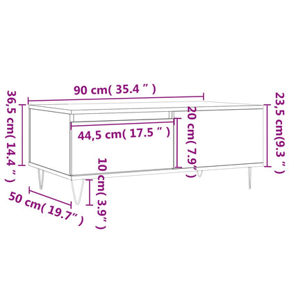 Tavolino Salotto Rovere Sonoma 90x50x36,5 cm Legno Multistrato | homemem39