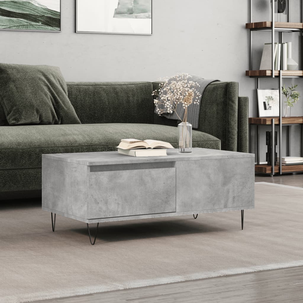 Tavolino Salotto Grigio Cemento 90x50x36,5 cm Legno Multistrato | homemem39
