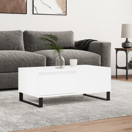 Tavolino da Salotto Bianco 90x50x36,5 cm in Legno Multistrato | homemem39