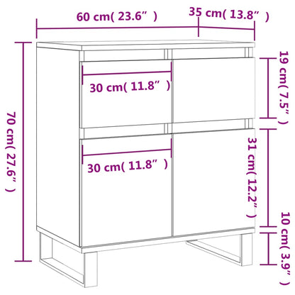 Credenza Rovere Sonoma 60x35x70 cm in Legno Multistrato