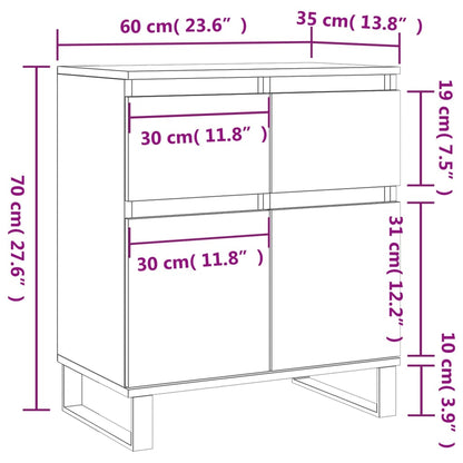 Credenza Rovere Fumo 60x35x70 cm in Legno Multistrato