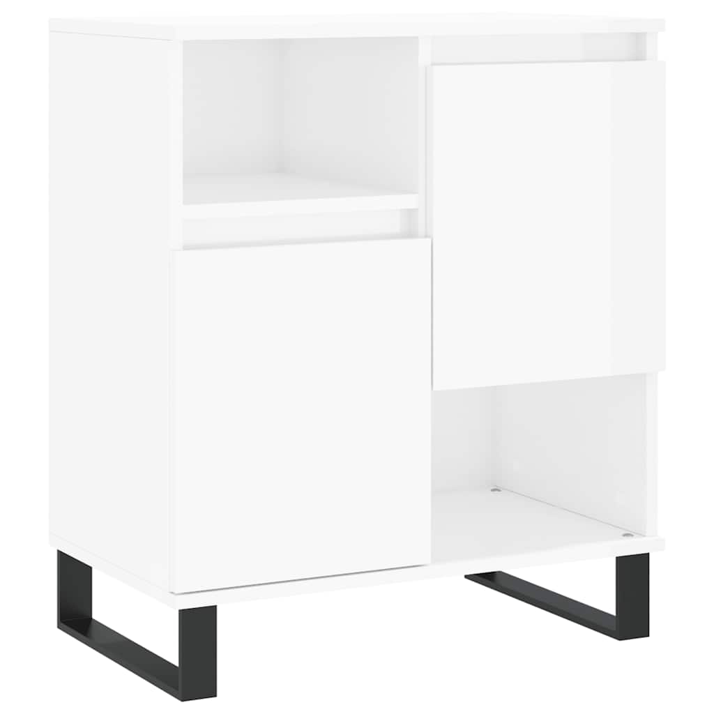 Credenza Bianco Lucido 60x35x70 cm in Legno Multistrato - homemem39