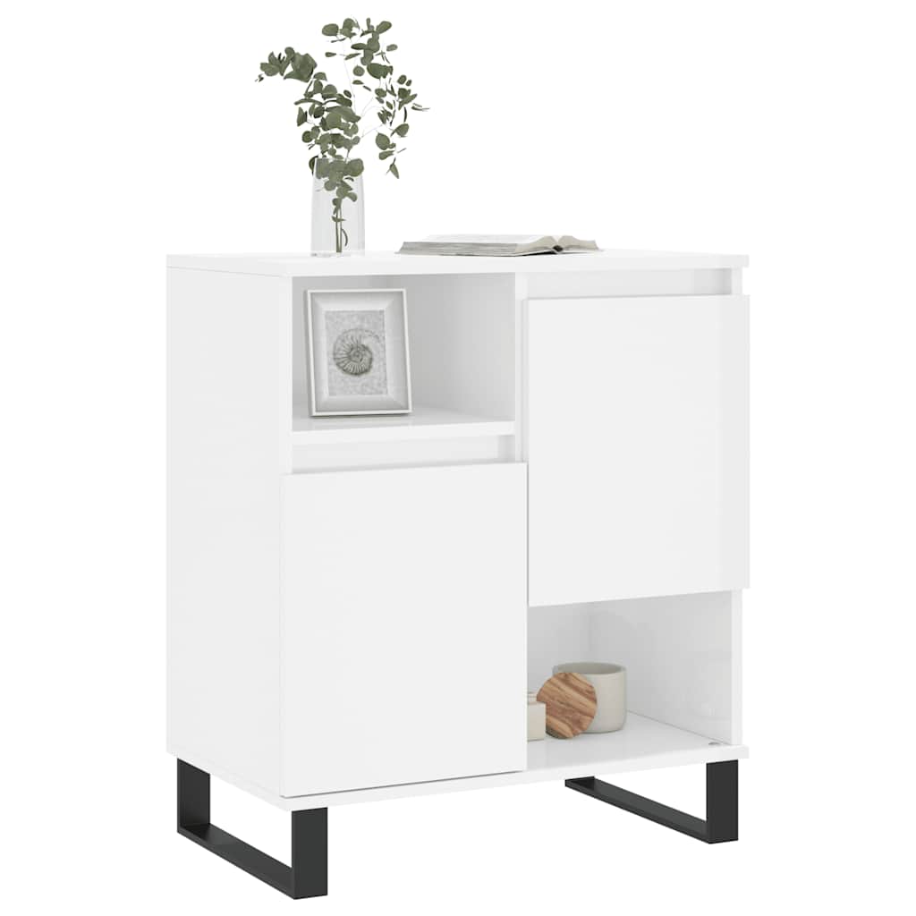 Credenza Bianco Lucido 60x35x70 cm in Legno Multistrato - homemem39