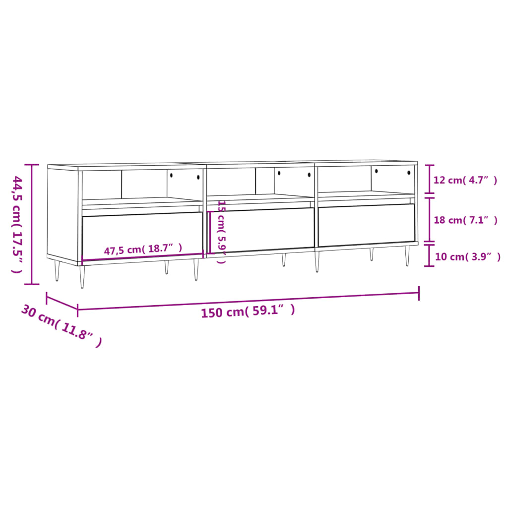 Mobile Porta TV Rovere Marrone 150x30x44,5 cm Legno Multistrato