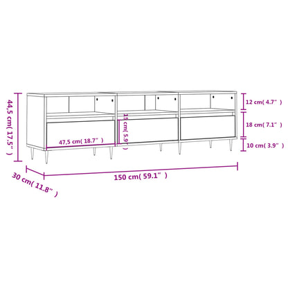 Mobile Porta TV Rovere Marrone 150x30x44,5 cm Legno Multistrato