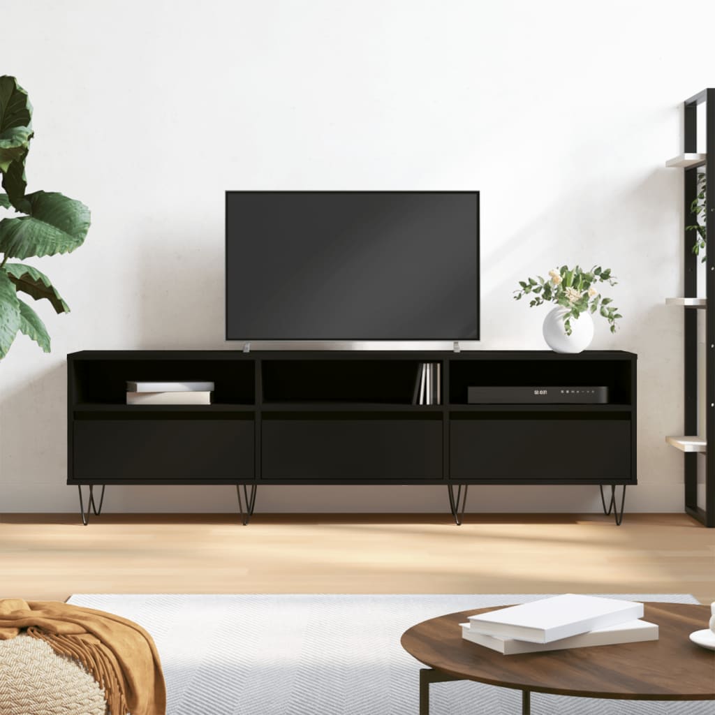 Mobile Porta TV Nero 150x30x44,5 cm in Legno Multistrato - homemem39