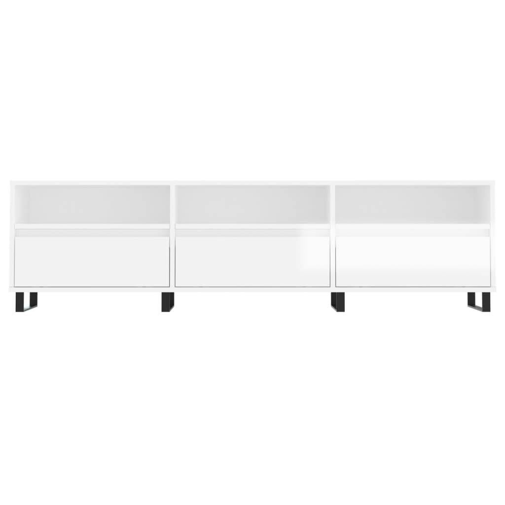Mobile Porta TV Bianco Lucido 150x30x44,5 cm Legno Multistrato - homemem39
