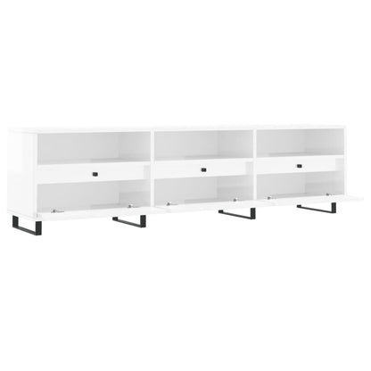 Mobile Porta TV Bianco Lucido 150x30x44,5 cm Legno Multistrato - homemem39
