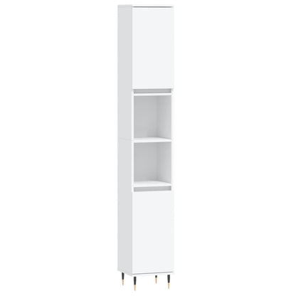 Armadietto da Bagno Bianco 30x30x190 cm in Legno Multistrato | homemem39
