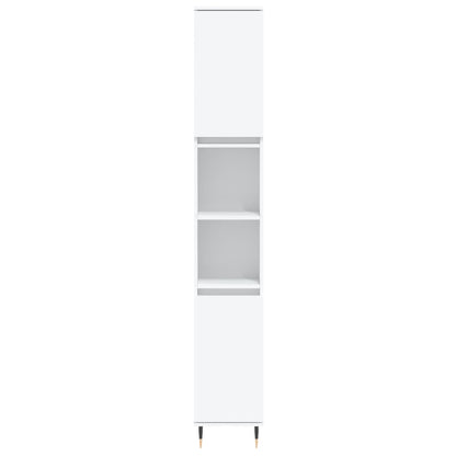 Armadietto da Bagno Bianco 30x30x190 cm in Legno Multistrato | homemem39