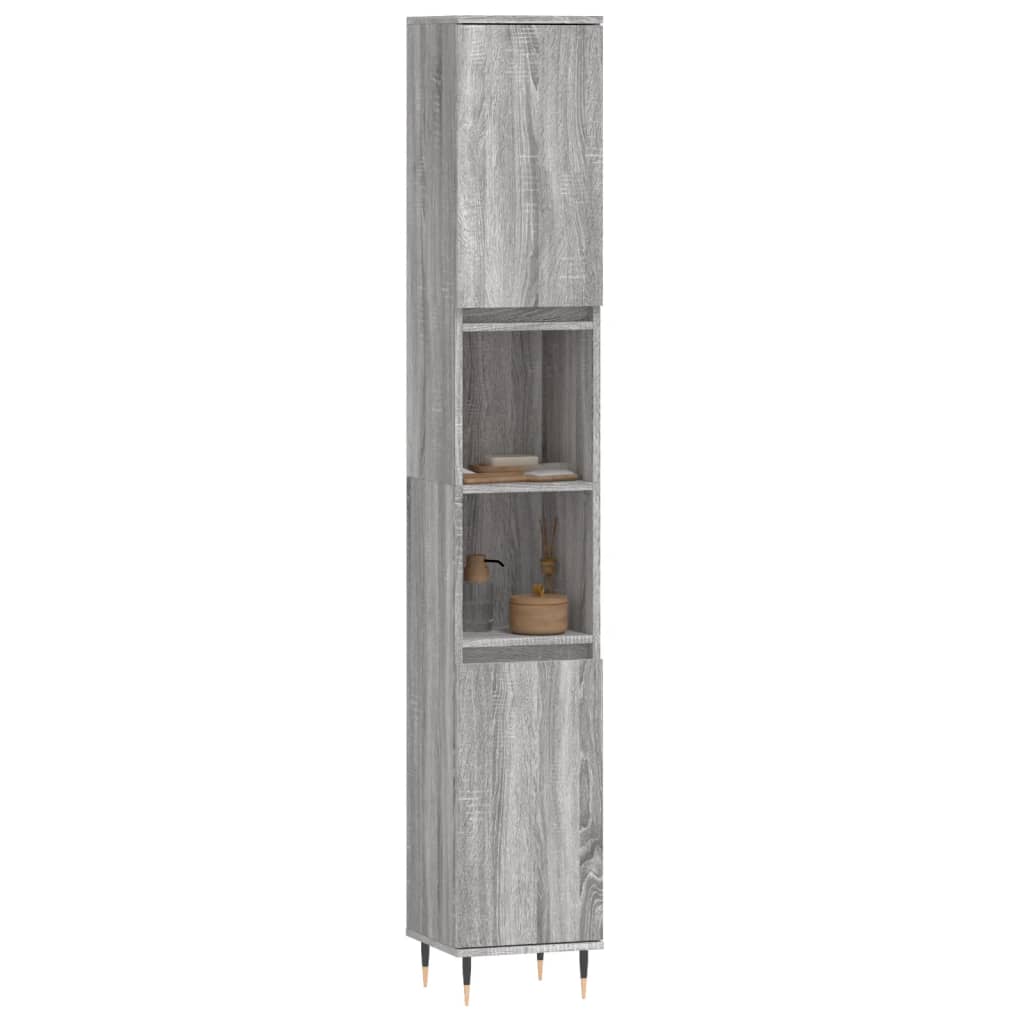 Armadietto Bagno Grigio Sonoma 30x30x190cm in Legno Multistrato | homemem39