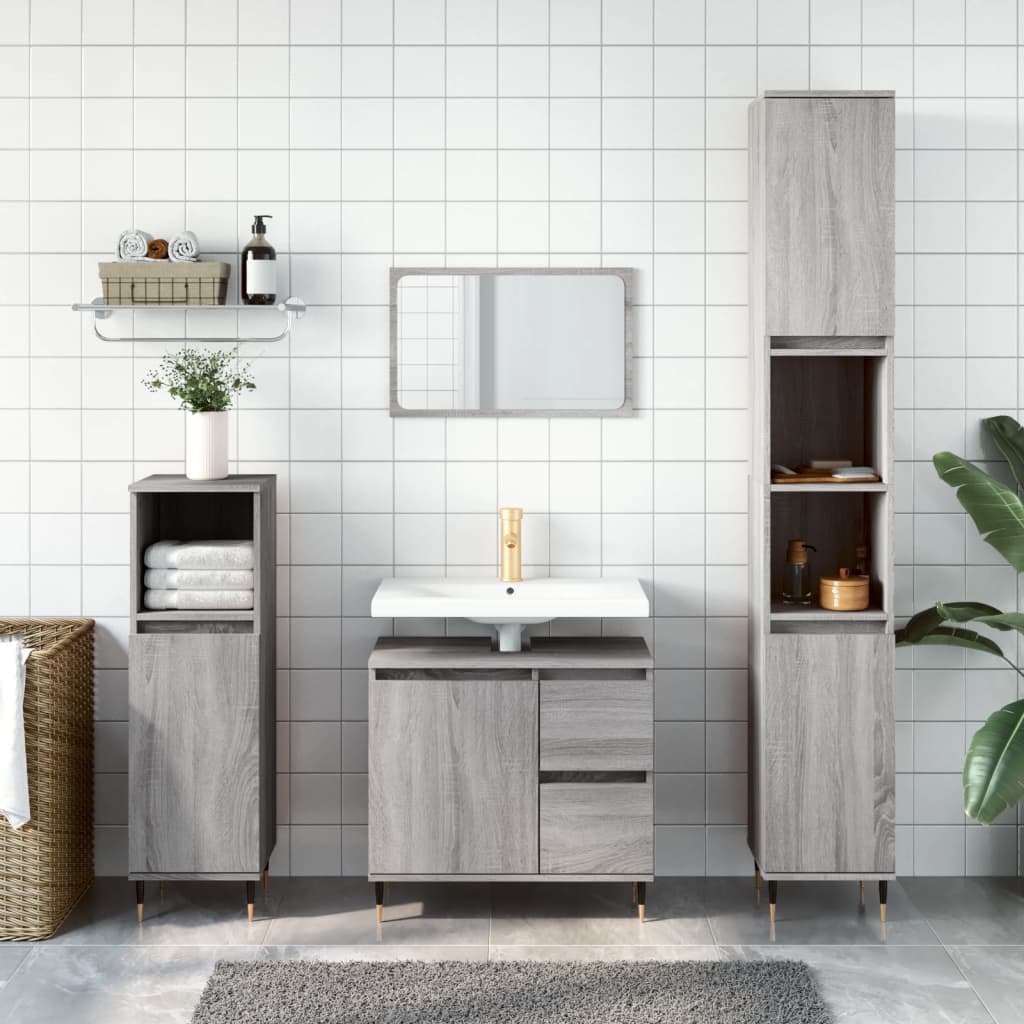 Armadietto Bagno Grigio Sonoma 30x30x190cm in Legno Multistrato | homemem39