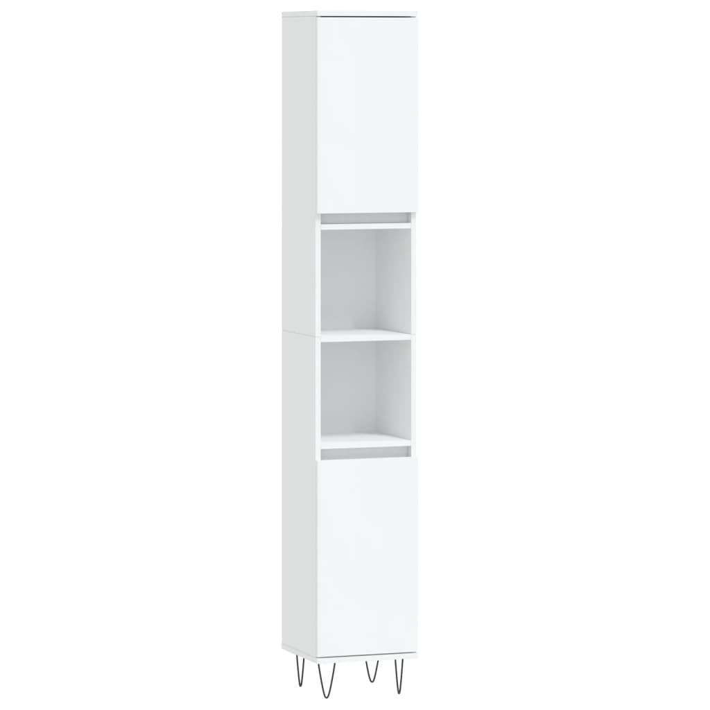 Armadietto da Bagno Bianco 30x30x190 cm in Legno Multistrato | homemem39