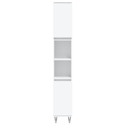 Armadietto da Bagno Bianco 30x30x190 cm in Legno Multistrato | homemem39