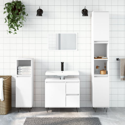 Armadietto da Bagno Bianco 30x30x190 cm in Legno Multistrato | homemem39