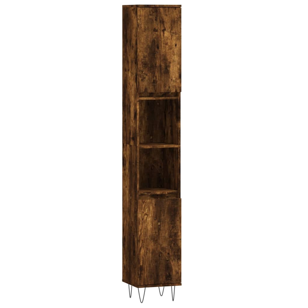 Armadietto Bagno Rovere Fumo 30x30x190 cm in Legno Multistrato | homemem39
