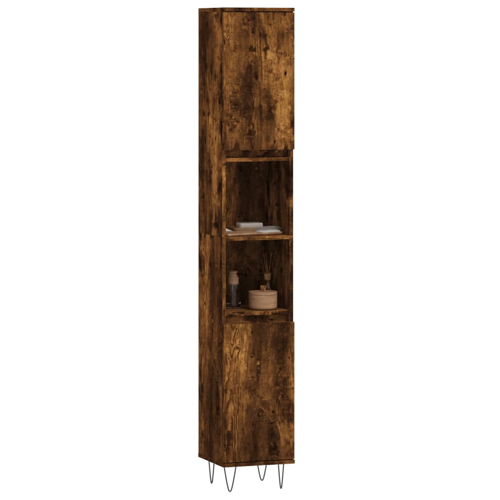 Armadietto Bagno Rovere Fumo 30x30x190 cm in Legno Multistrato | homemem39