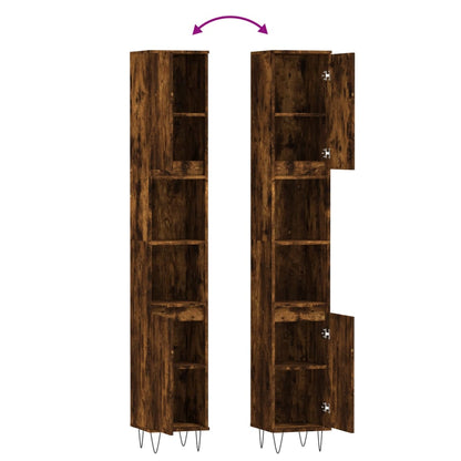 Armadietto Bagno Rovere Fumo 30x30x190 cm in Legno Multistrato | homemem39