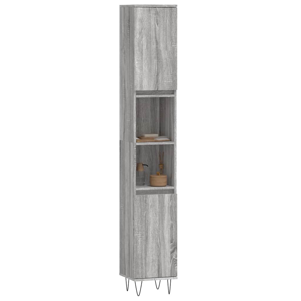 Armadietto Bagno Grigio Sonoma 30x30x190cm in Legno Multistrato | homemem39
