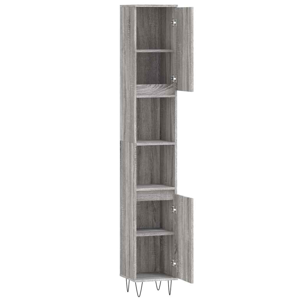 Armadietto Bagno Grigio Sonoma 30x30x190cm in Legno Multistrato | homemem39